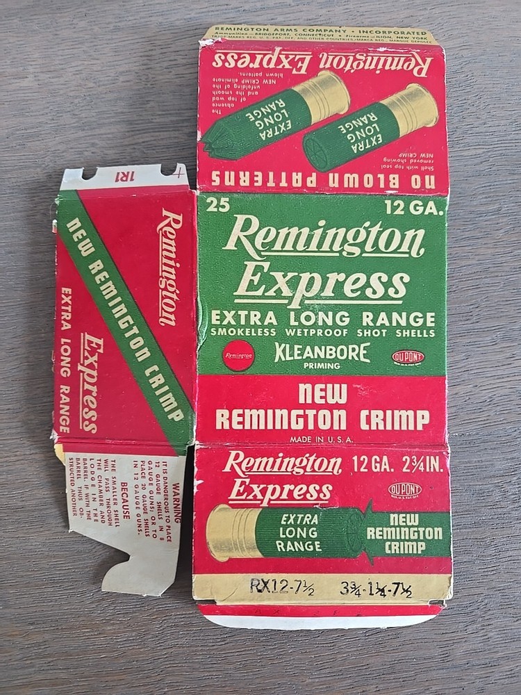 VTG Remington Express Extra Long Range 12GA Shells Empty Ammo Box Ships Flat