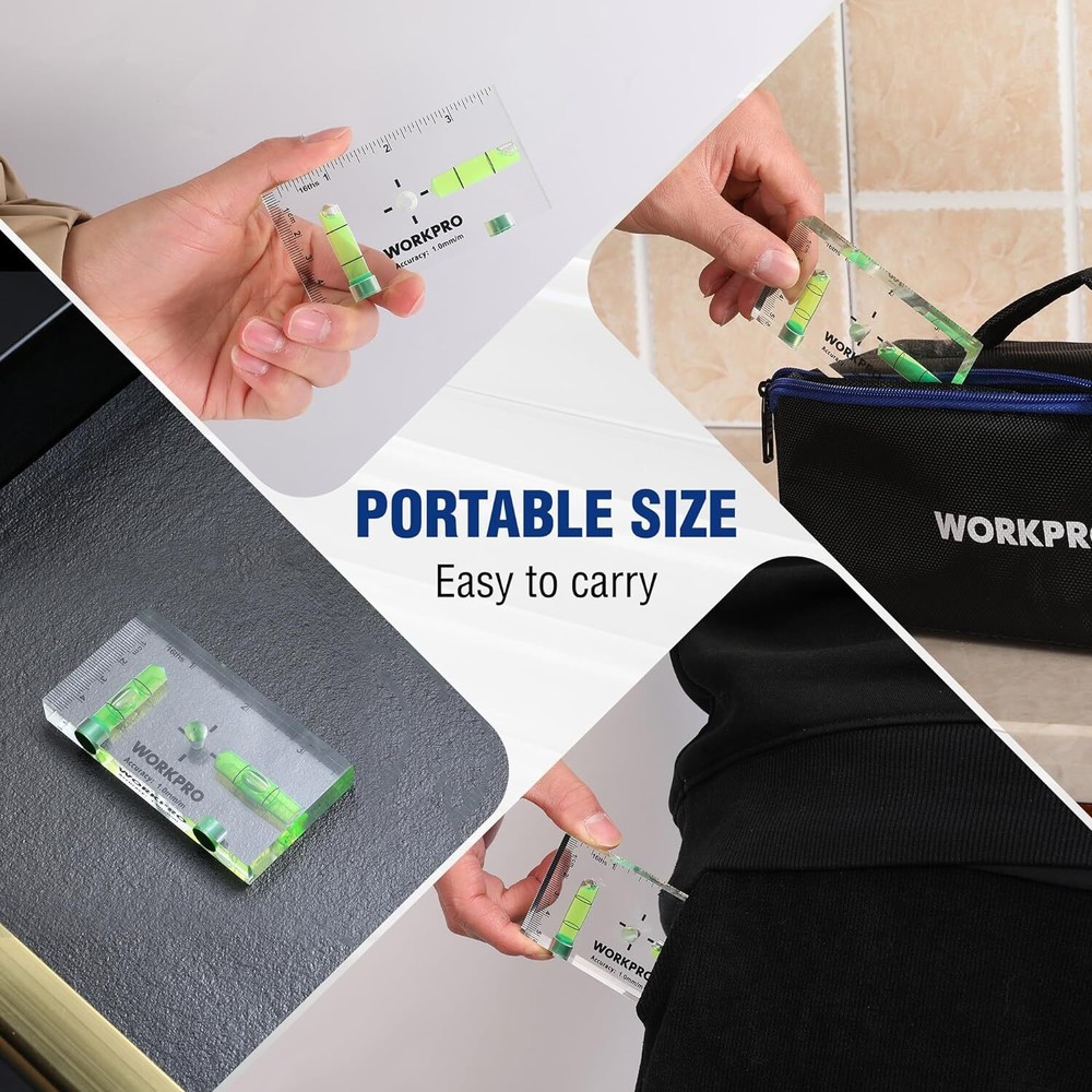 WORKPRO Small Level, 3-3/4 Inch Mini Level Tool Shatterproof Magnetic Level NEW