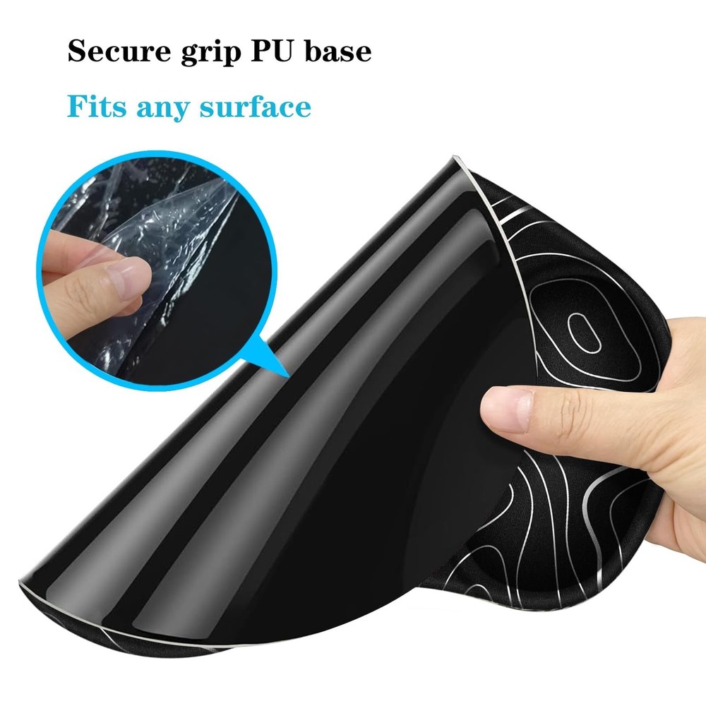 WAVEYU Ergonomic Mouse Pad with Wrist Support, Cute Topographic Line Pattern ...