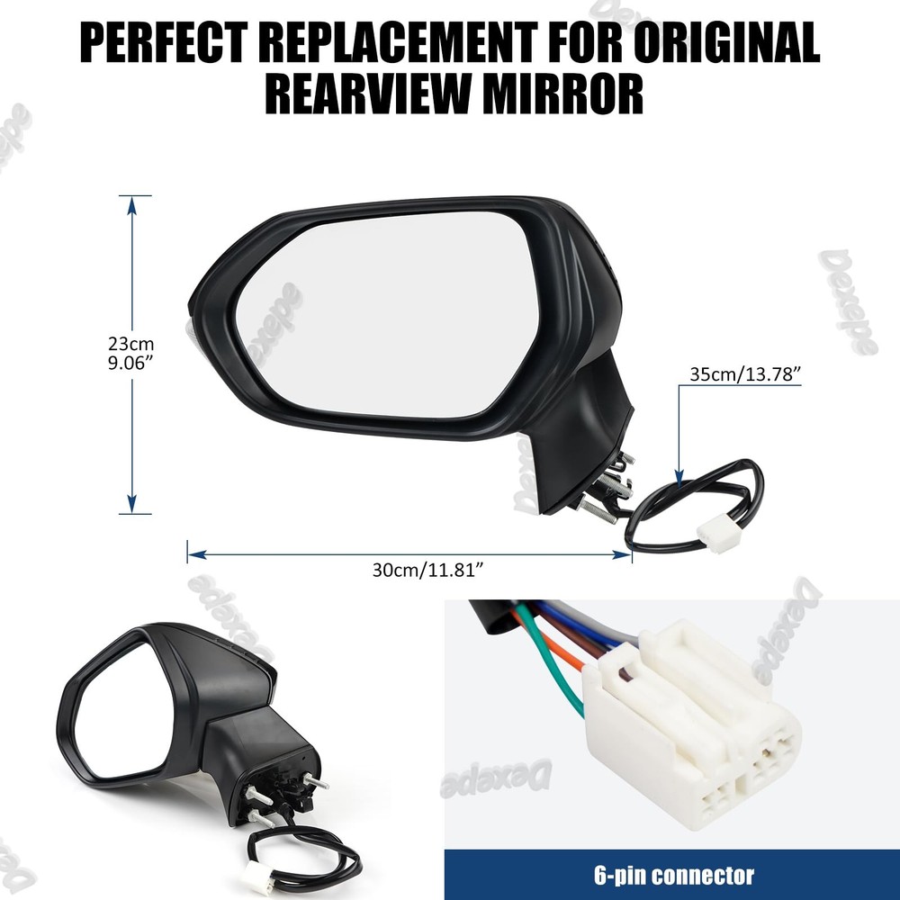 Dexepe Driver Side Mirror Assembly Compatible with Toyota regular, Black