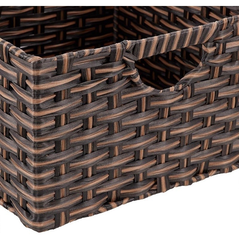 Durable Polyethylene Wicker Laundry Hamper W/ Two Compartment Removable Liners