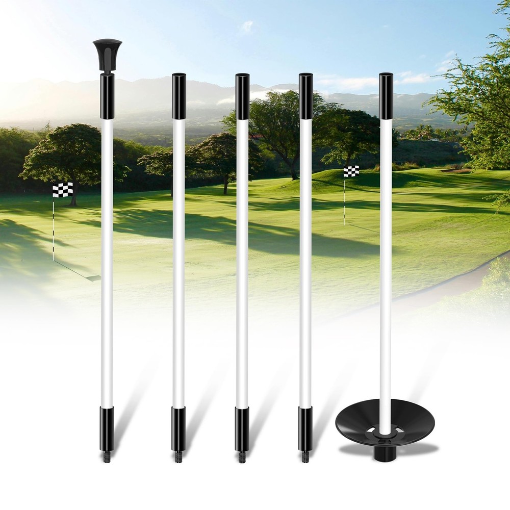 KINGTOP 6ft Golf Flagpole - Portable 5-Section White Flagpole-1 Pack