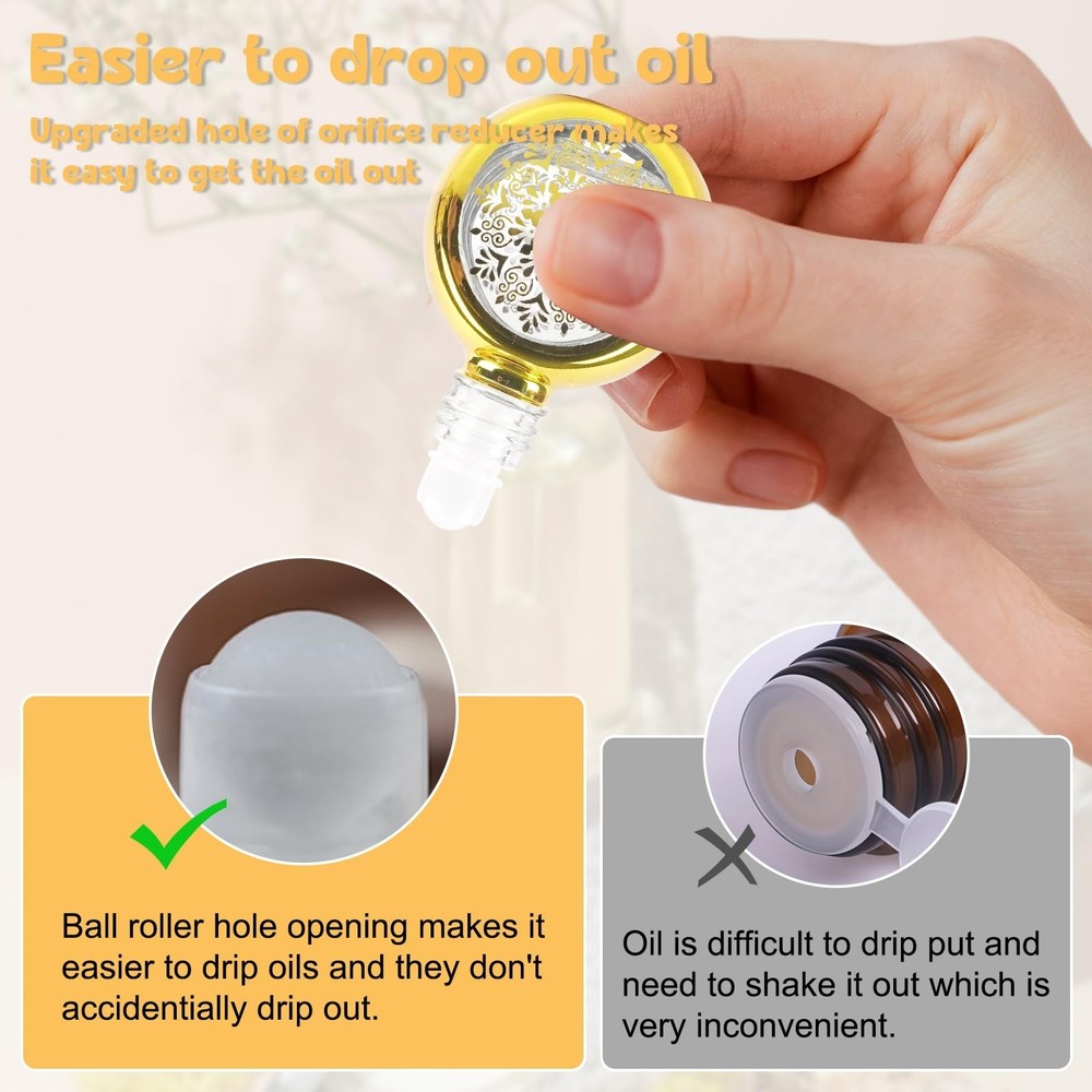 10ml Roller Bottles for Essential Oils, 5 Pcs Roll on Bottles with Roller Bal...