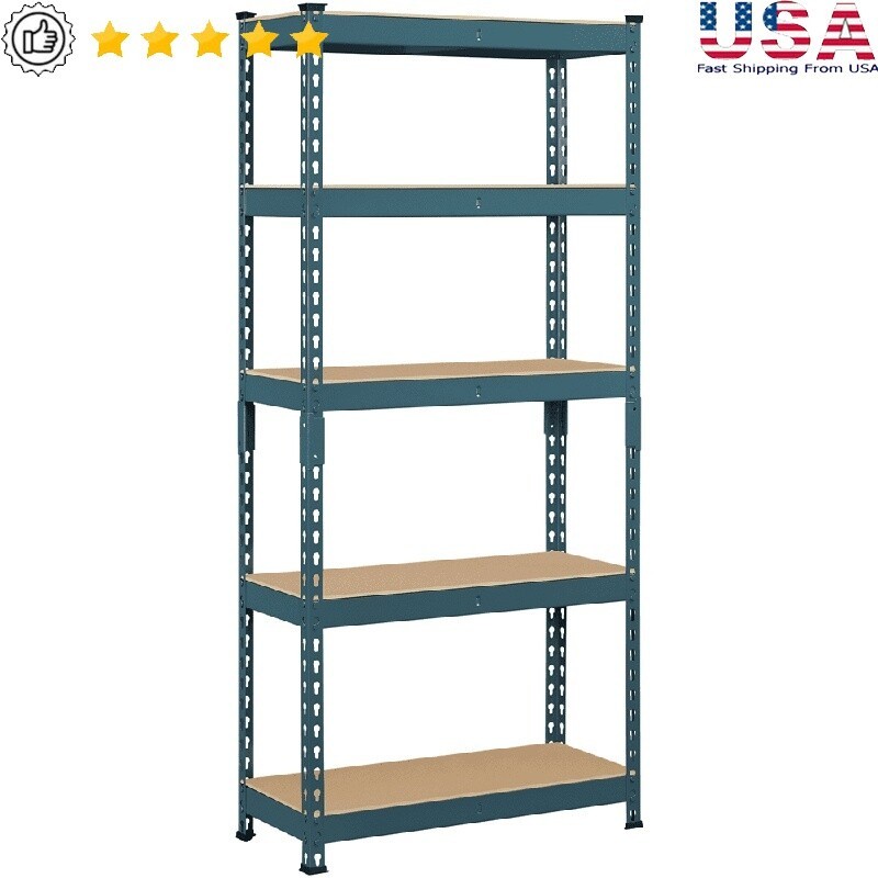 5-Tier Adjustable Metal Storage Rack Boltless Shelving Unit Home Garage Workshop