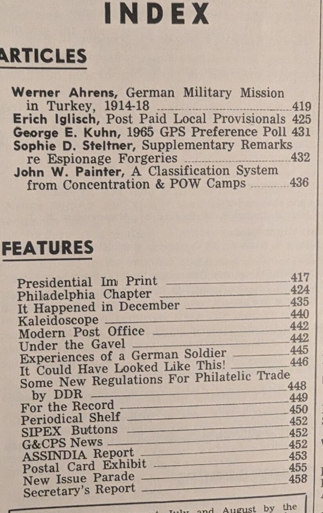 German Postal Specialist Dec 1965 Military In Turkey 1814-18 Local Provisionals