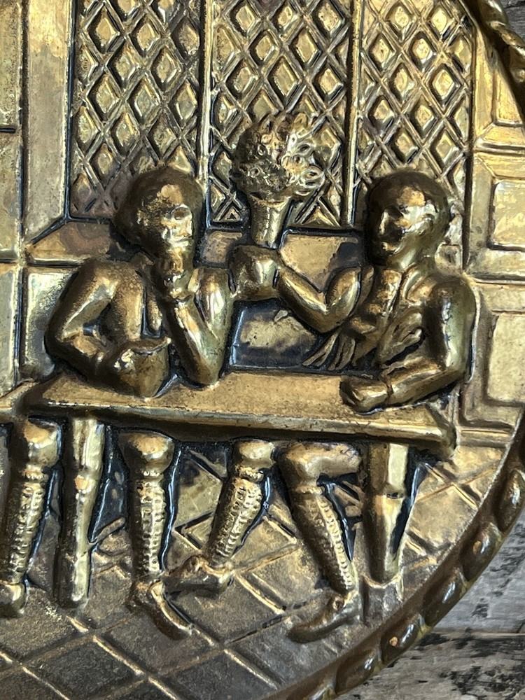 Copper Brass Stamped Wall Container Bar Pub Scene