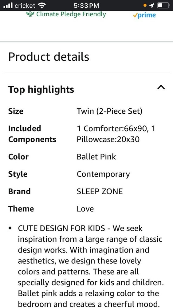 Twin Comforter New Ballet Pink