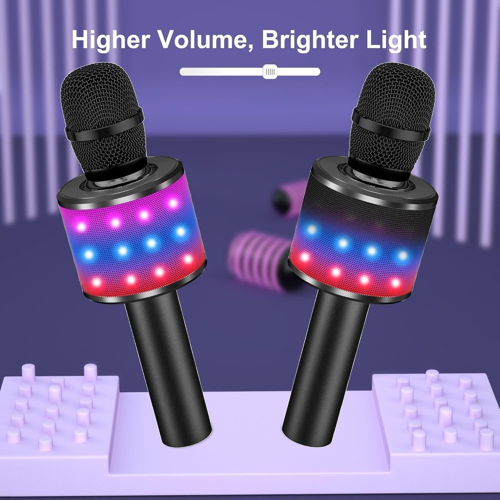 Portable Singing Mic with Dynamic LED Lights & Echo Effect - Perfect for Parties