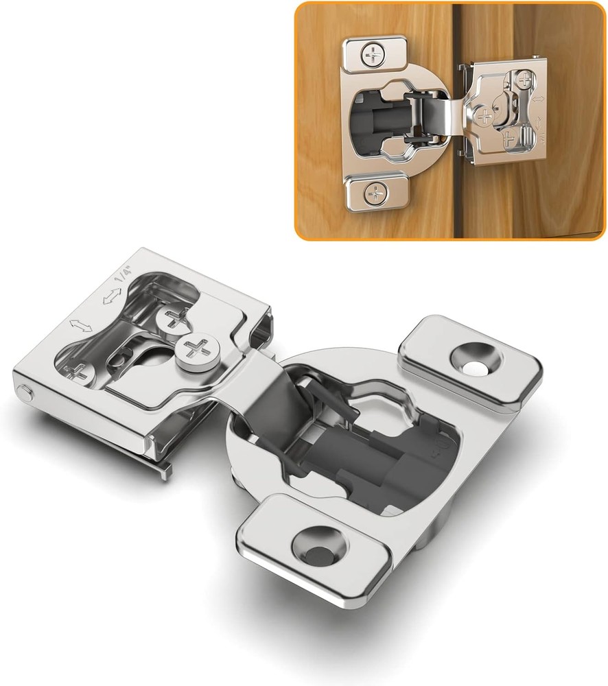 4 Pack 1/4" Small Overlay 4D Concealed Hinges for Face Frame Door,