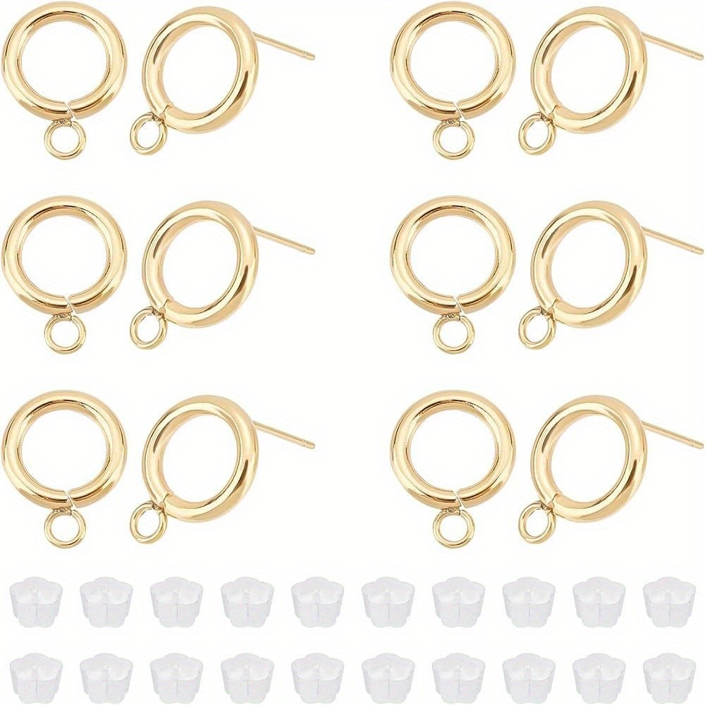 1box 20pcs golden Round Earring Stainless Steel Stud Earring