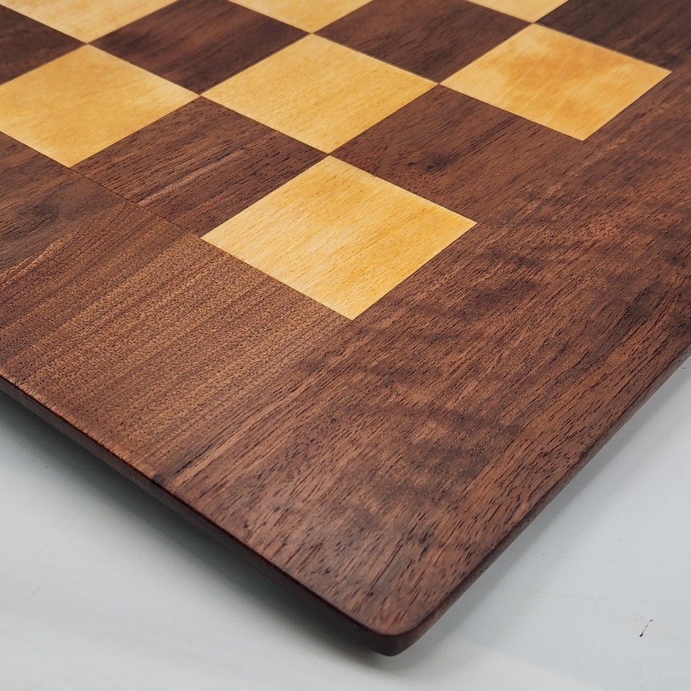Vtg Drueke 21" Solid Walnut/Maple Chess Board 2" Squares Restored Two Sided 7lbs