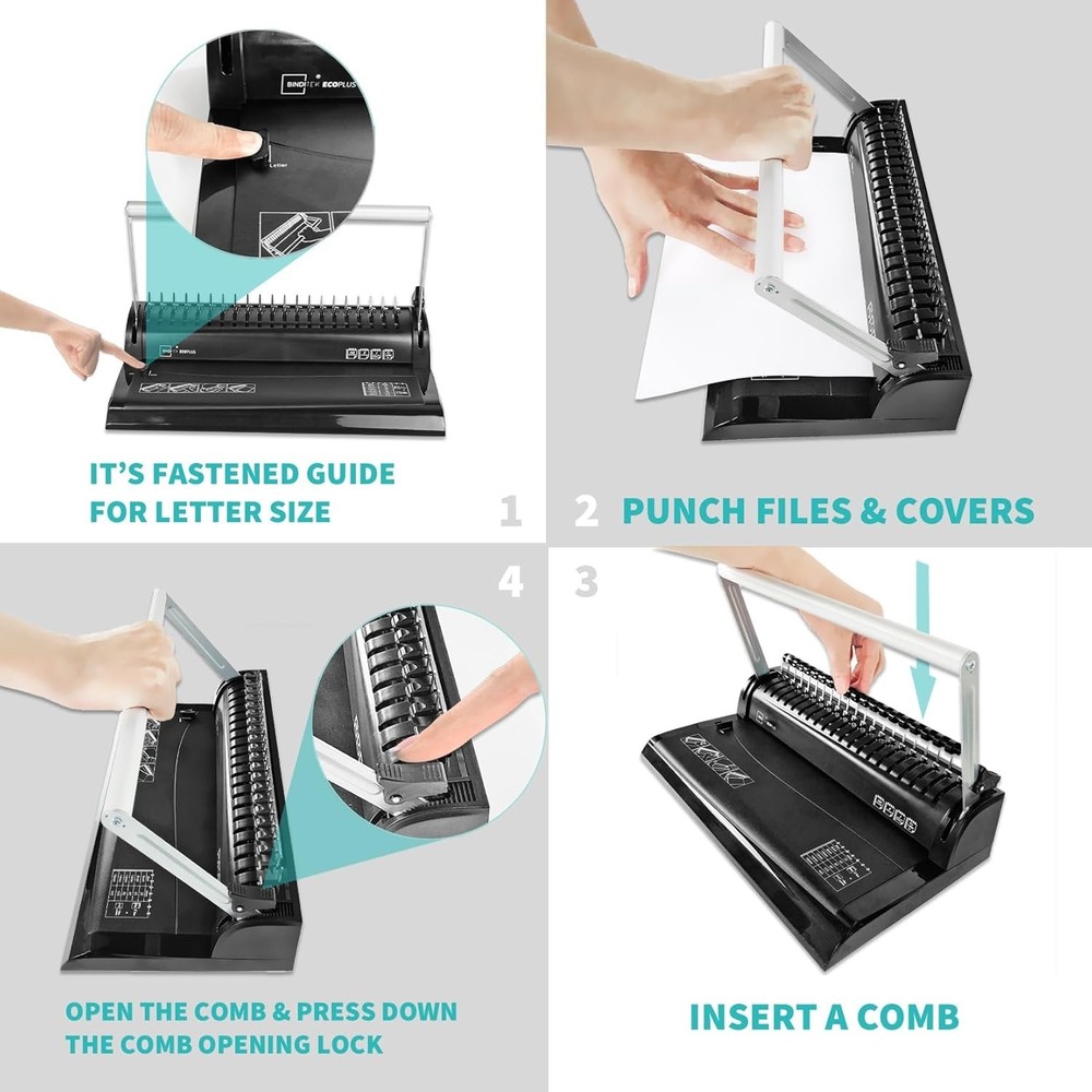 User-Friendly Comb Binder – Punch and Bind 145 Sheets with 30 Combs Included