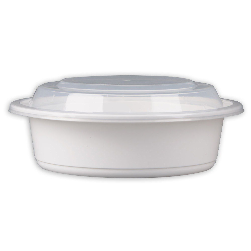SafePro MC948-W 48 Oz Round Microwaveable Containers Combo, White Bottom, 150/CS