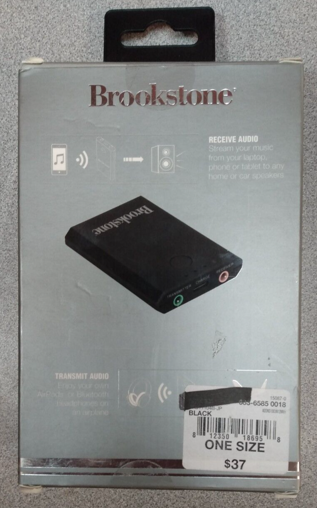 Brookstone Bluetooth Audio Adapter Transmitter & Receiver UNIVERSAL NEW 3.5mm