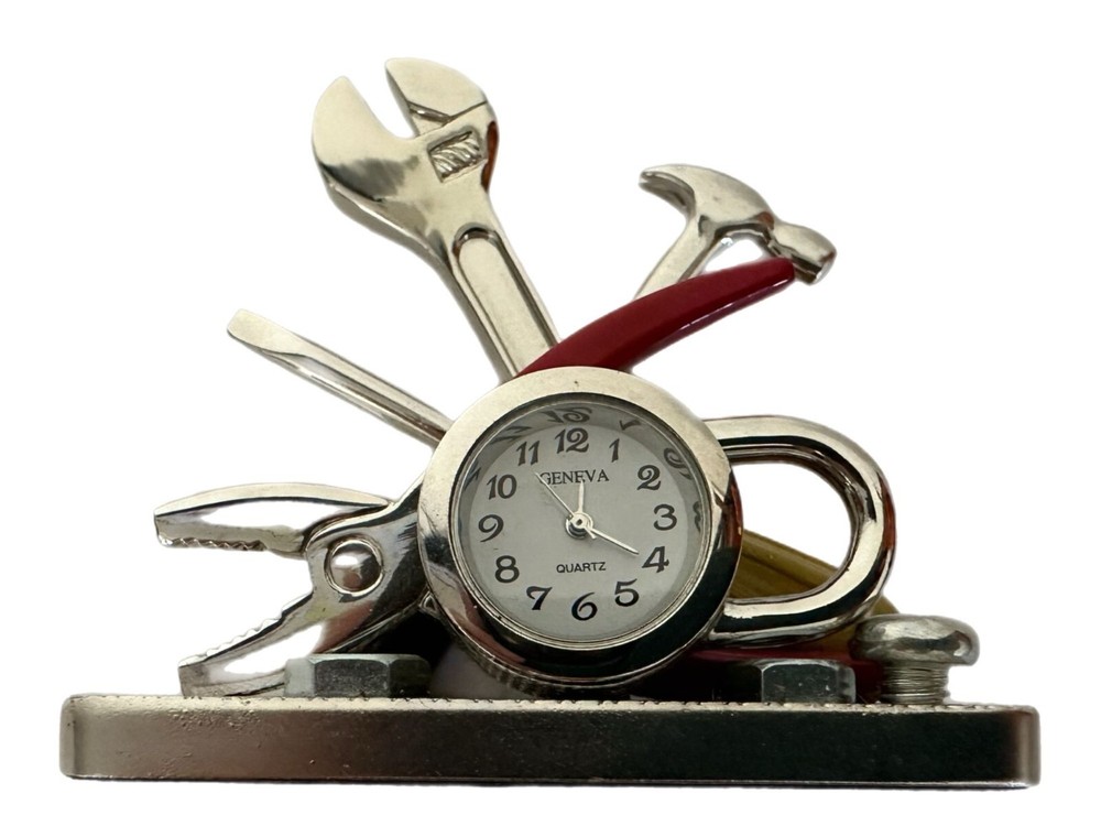 Geneva Carpenter Mini Clock Handyman Construction Tools Desktop