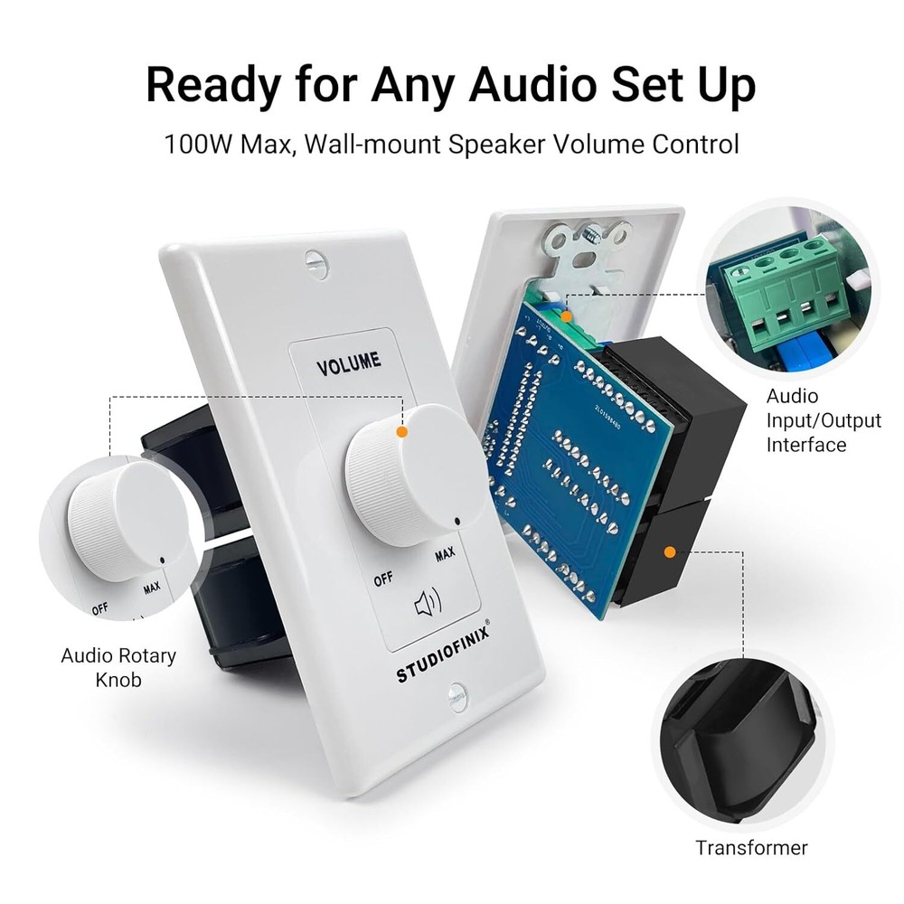 Home Audio Smart Stereo Controller Switch 100W in Wall Volume Control Speaker