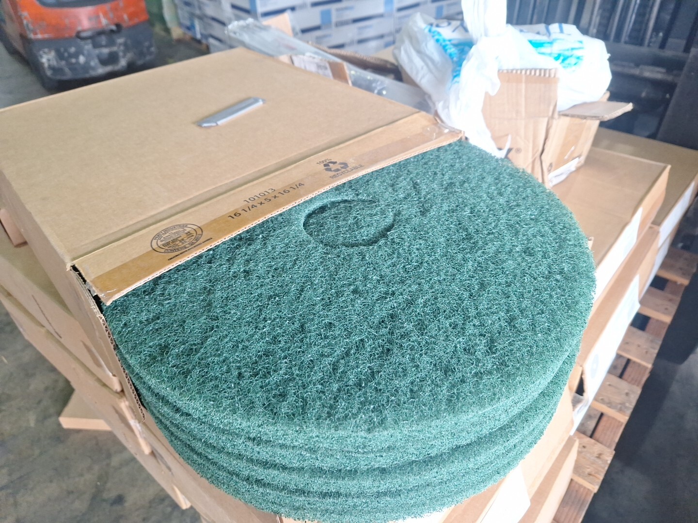 Americo #400316 Floor Scrubbing Pads, 16" Diameter Green 5/cs Brand New Unopened