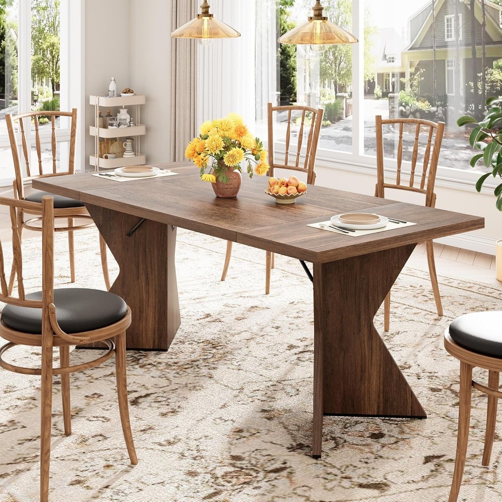 Double-Sided Triamine Rectangular Dining Table Iron Foot 1 Panel/Footboard Thick