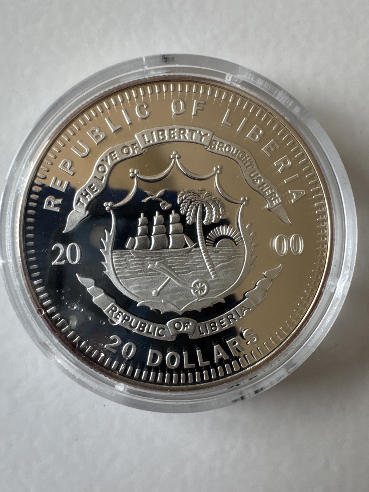 .999 SILVER 2000 LIBERIA $20 COIN CIVIL WAR THE BOMBARDMENT OF FORT SUMTER w/COA