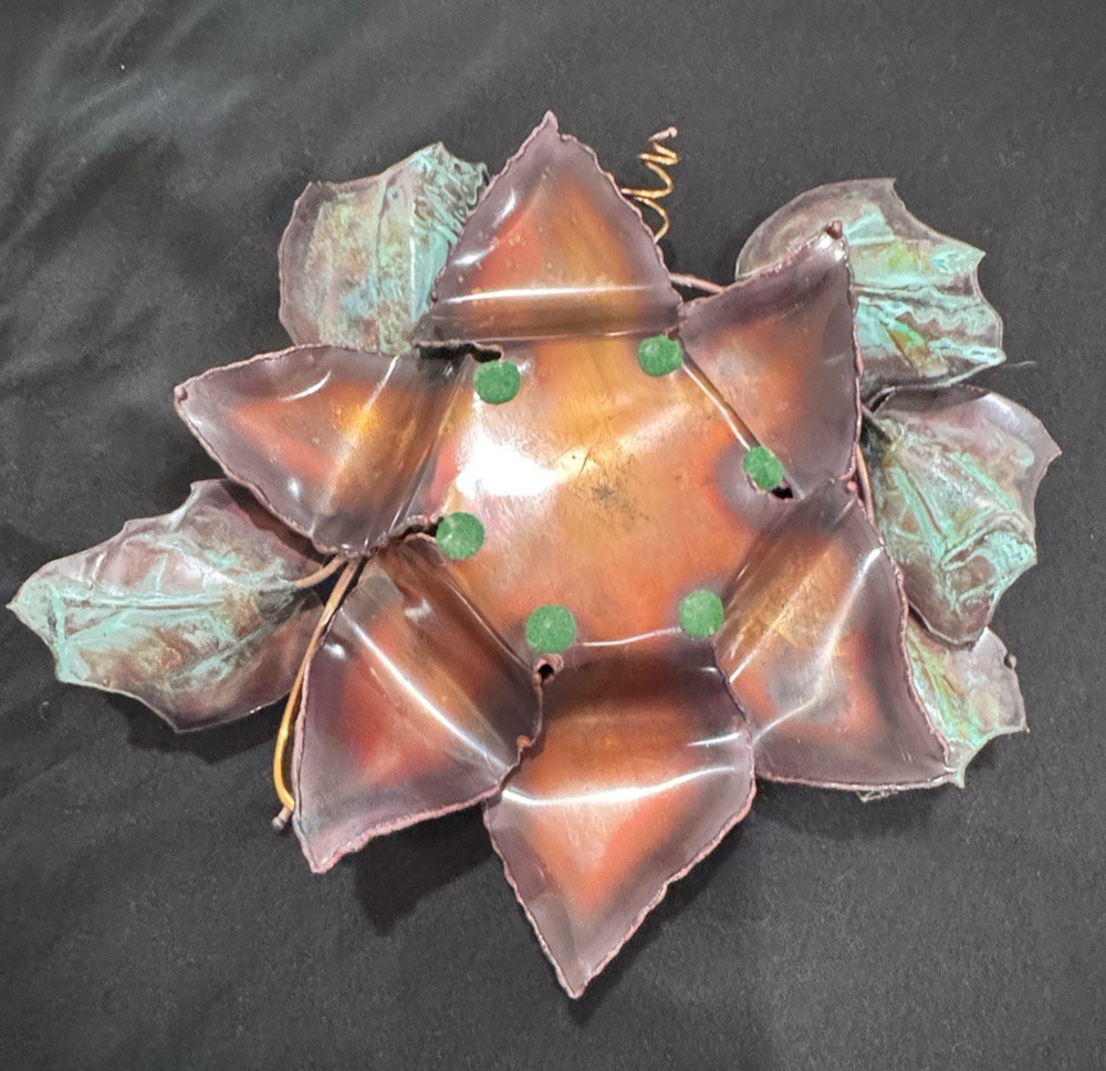 Brutalist MCM Copper Grapevine Votive Unsigned 9"