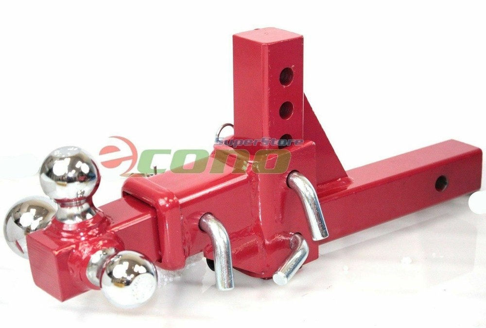 3 Way Tri Ball Adjustable 2" Solid Receiver Raise Drop Vertical Triple Tow Hitch