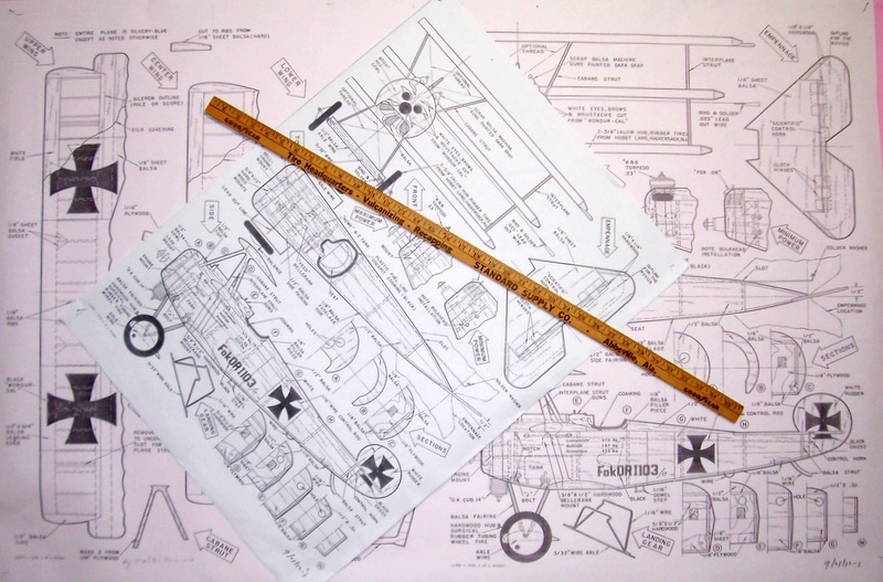 FOKKER DR-1 35" King-Size PLAN + CONSTRUCTION ARTICLE UC Scale Model Airplane