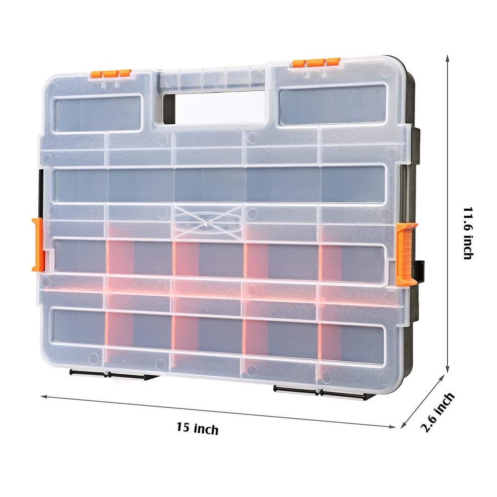 2PCS Toolbox Organizer Sets, 20 Removable Dividers, Durable Plastic Box, Exce...