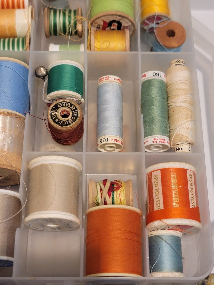 Plastic Double Sided Sewing Thread Storage Case With Various Threads Included