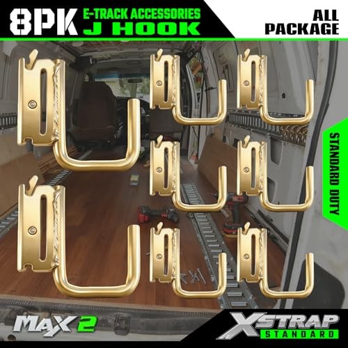 8 PCS E Track J Hooks, 2-inch Steel J Hook Mount Set Tie Down Anchor Points
