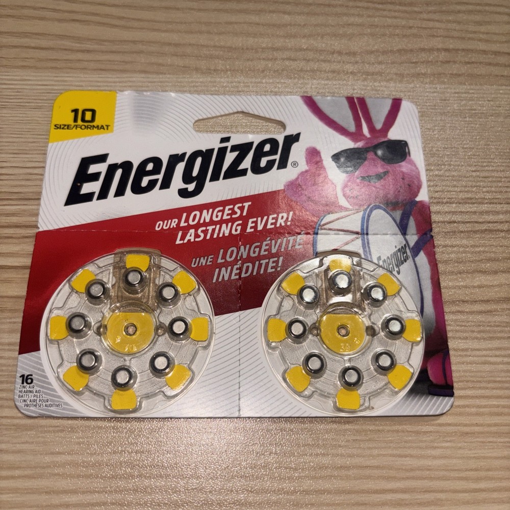 Energizer Hearing Aid Batteries Size 10, Yellow Tab, 16 Pack