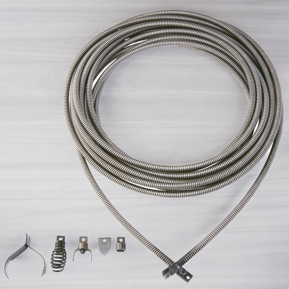 54 Feet Long Replacement Cable And Cutter Set Flexible For Drain Cleaner Tool