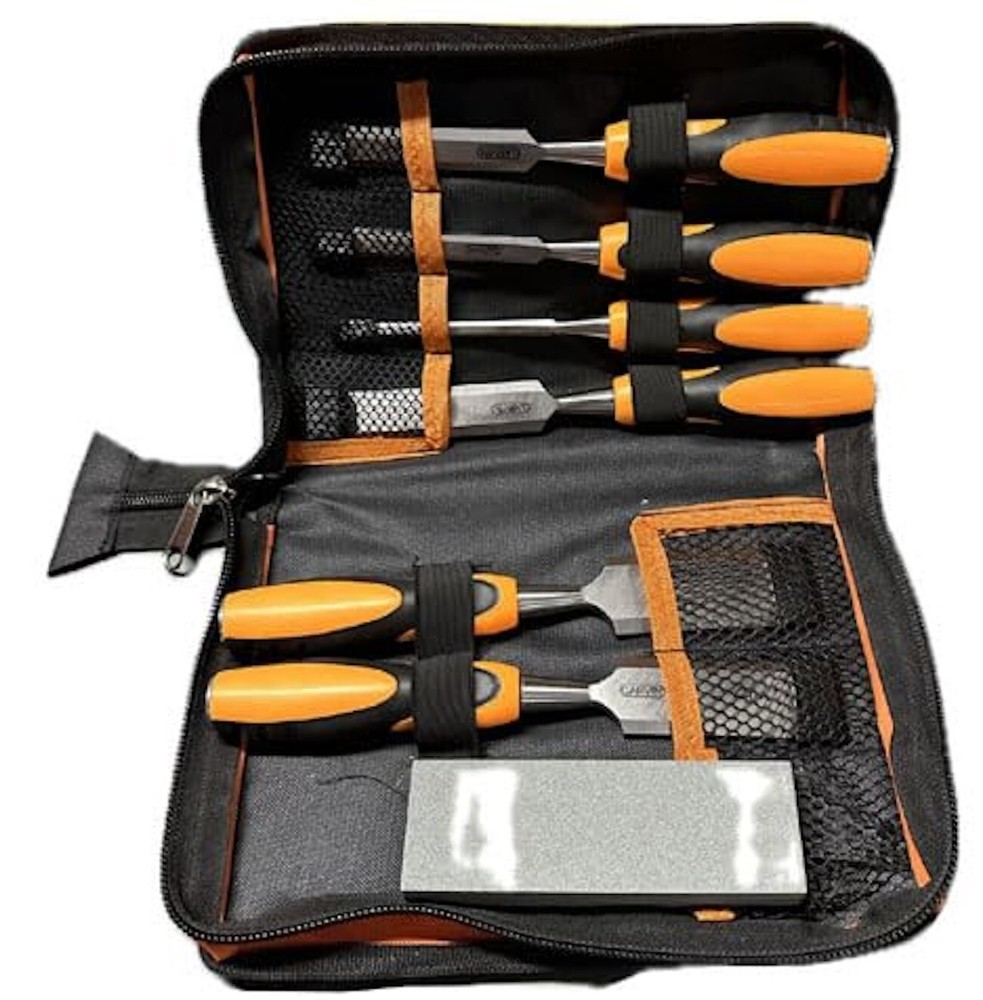 Wood Working Chisels 6 Piece Set & Sharpening Stone, Timber, Bench, Carpentry