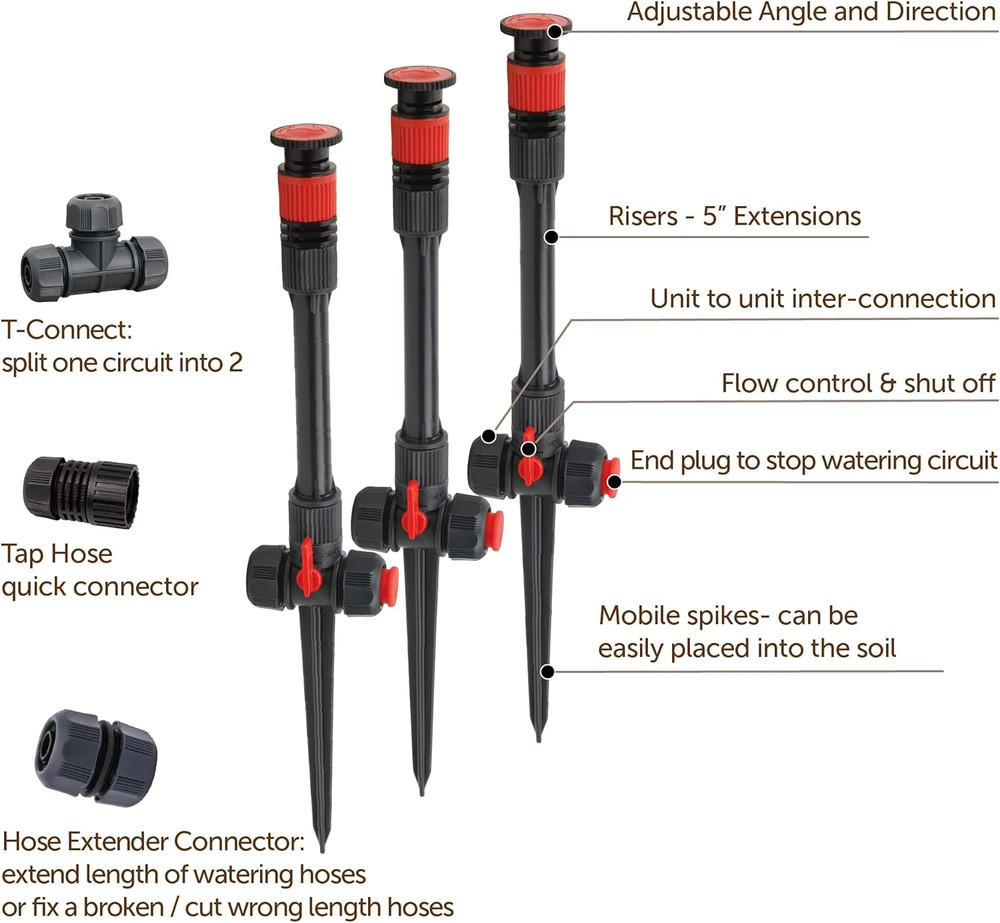 96093 Multi-Adjustable Flex Design Garden Sprinkler with Extension Set, Great fo