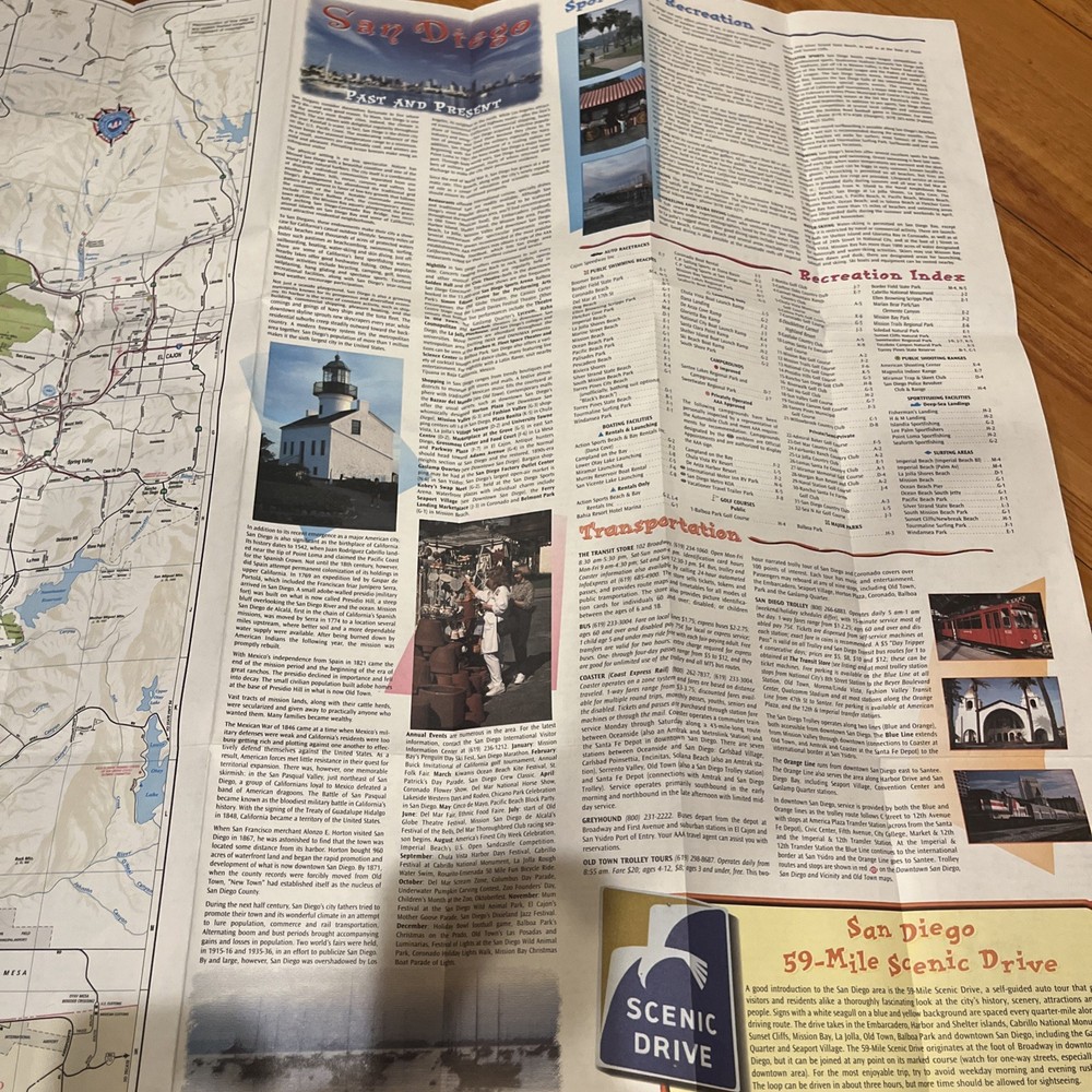 AAA 2000 Guide To San Diego Map Free Shipping