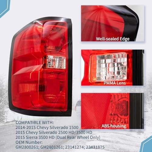 Rear Tail Light Assembly Compatible With Right Passenger Side 14-15 Silverado