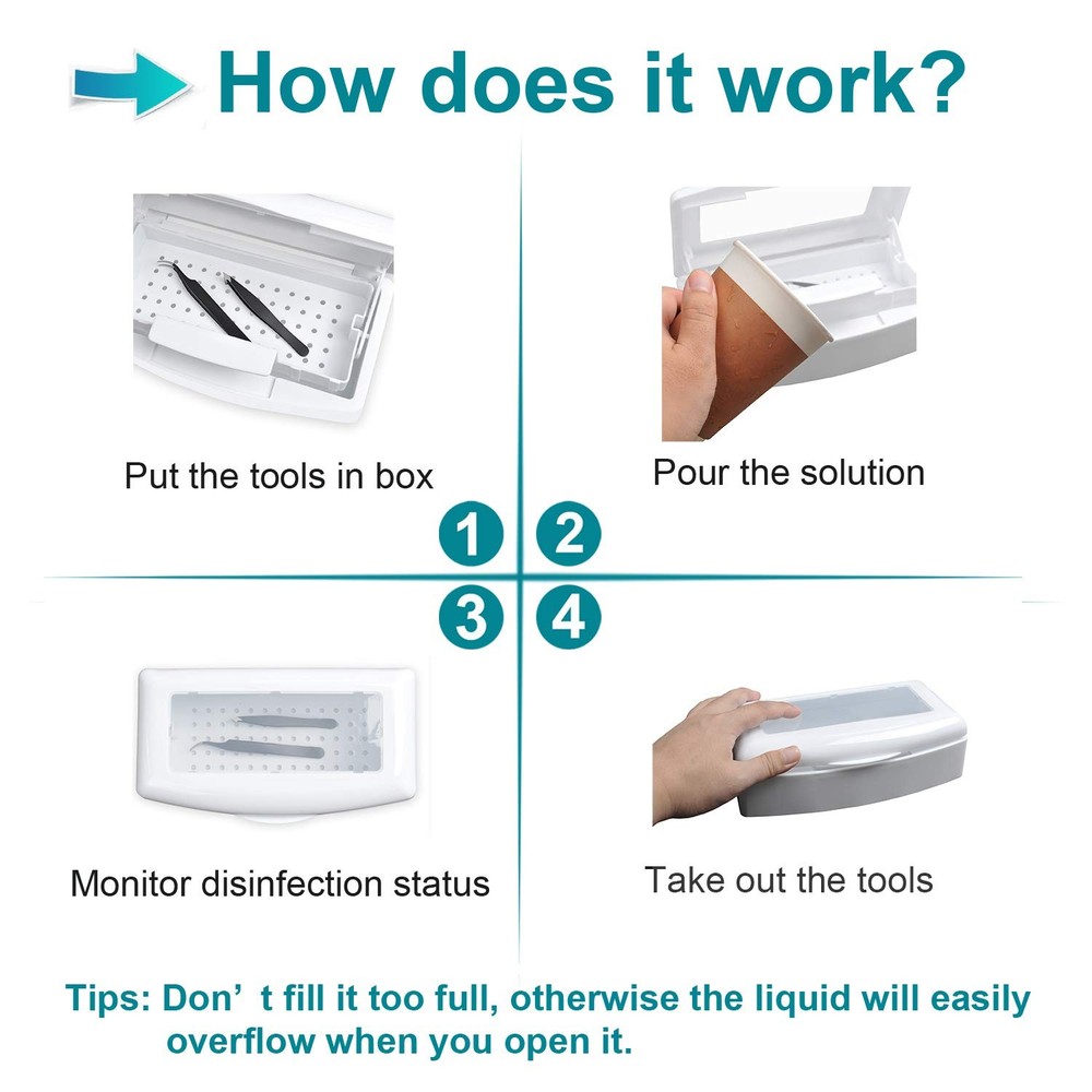 Nail Tool Sterilizer Box, Plastic Sterilization Tray for Tweezer, Eyelash Ext...