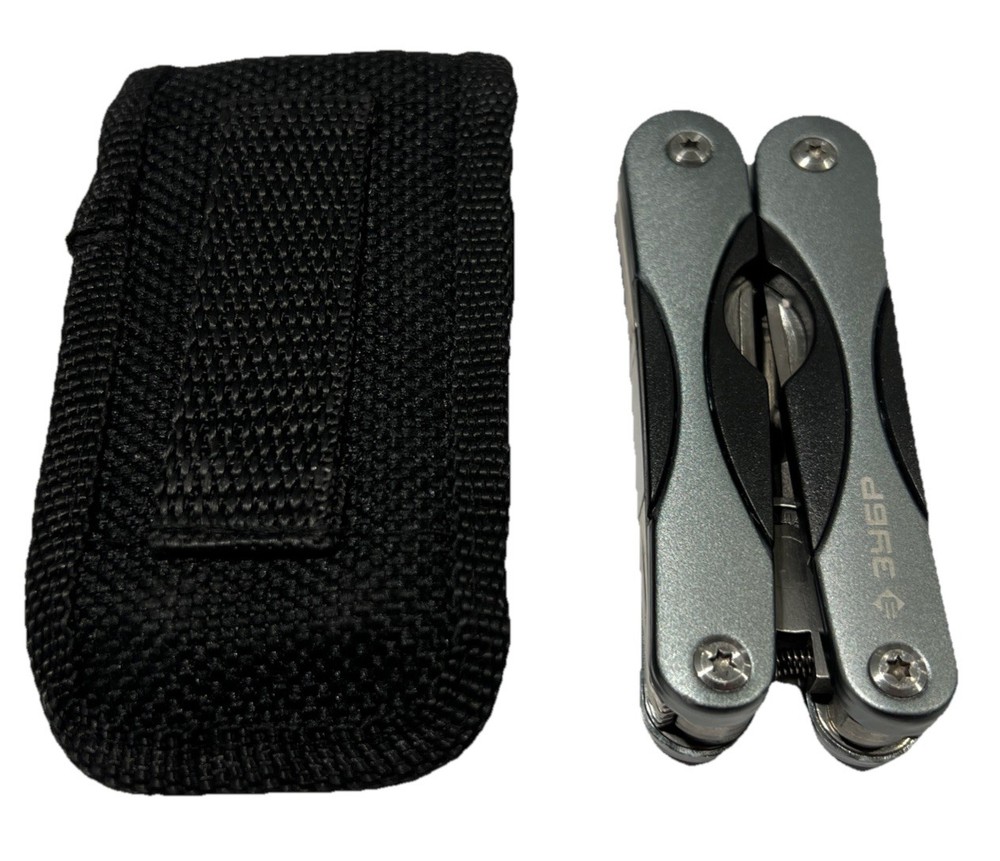 Zubra 3Y6P Multi-Tool 8-in-1 + Nylon Case Black Green EUC