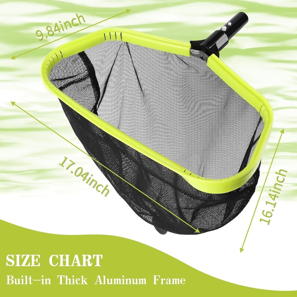Deep Bag Pool Skimmer Net - Reinforced Frame Fine Mesh Leaf Rake for Pools & ...