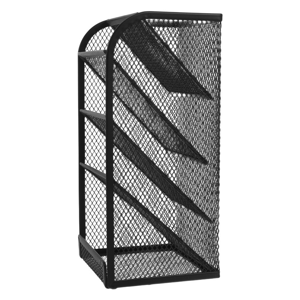 Vertical Pen Holder Holders Storage Box Compartments Brushes Desk Stand