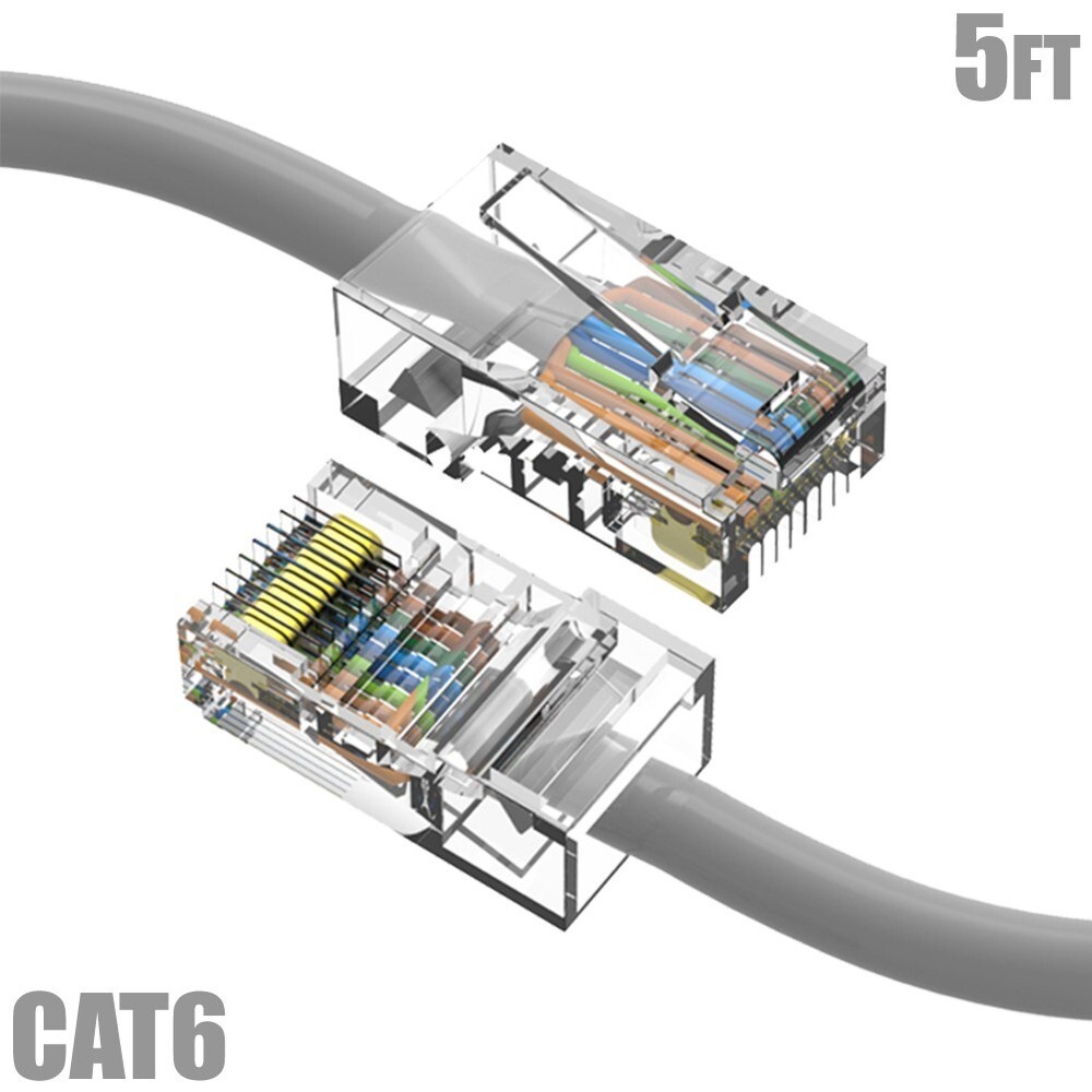 5FT Cat6 RJ45 Ethernet LAN Network UTP Non-Boot Patch Cable Copper 24AWG Gray