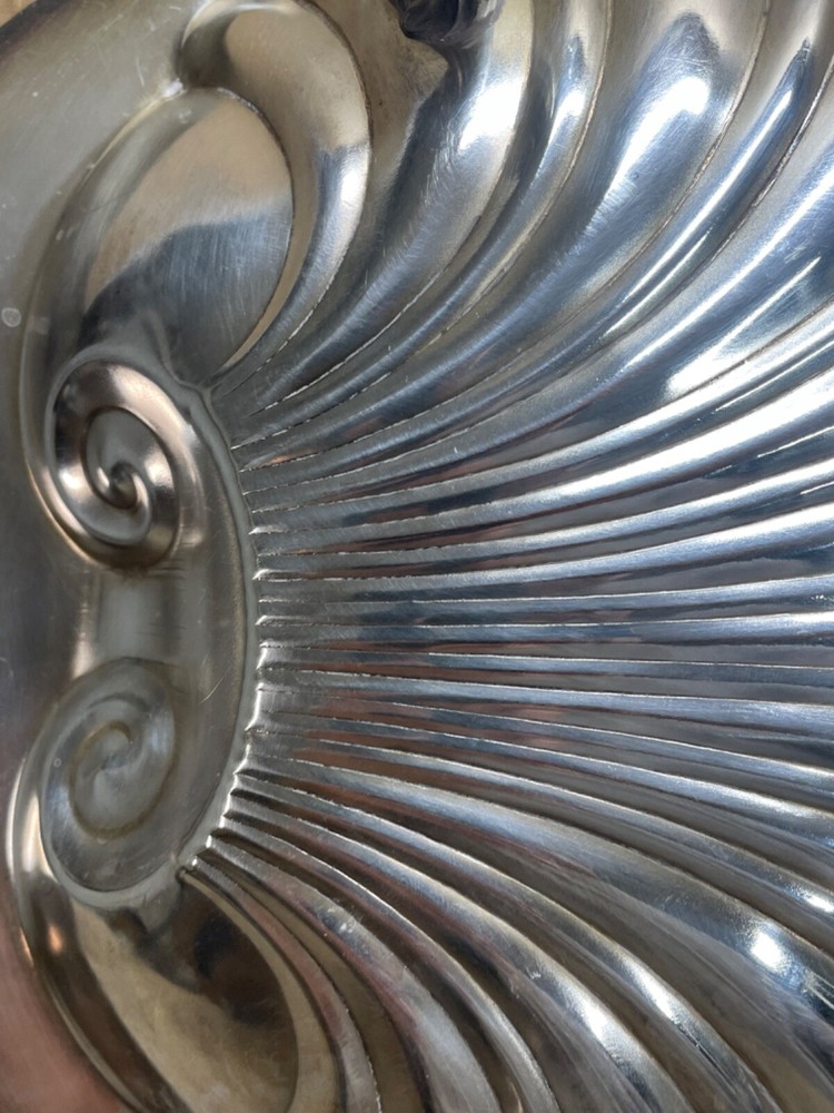 Glastonbury Silver on Copper Shell Dish footed marked 608