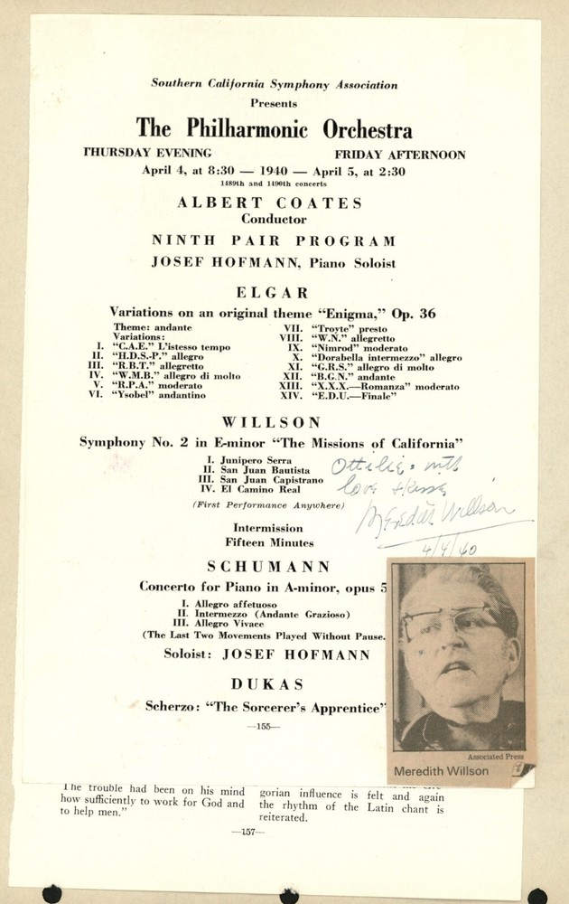 Lewis Stone / Meredith Willson Autographs