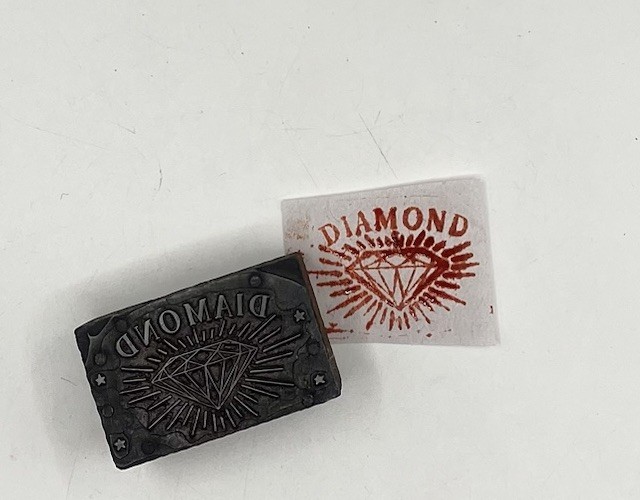 VTG Letterpress Print Block DIAMOND Gem Ad