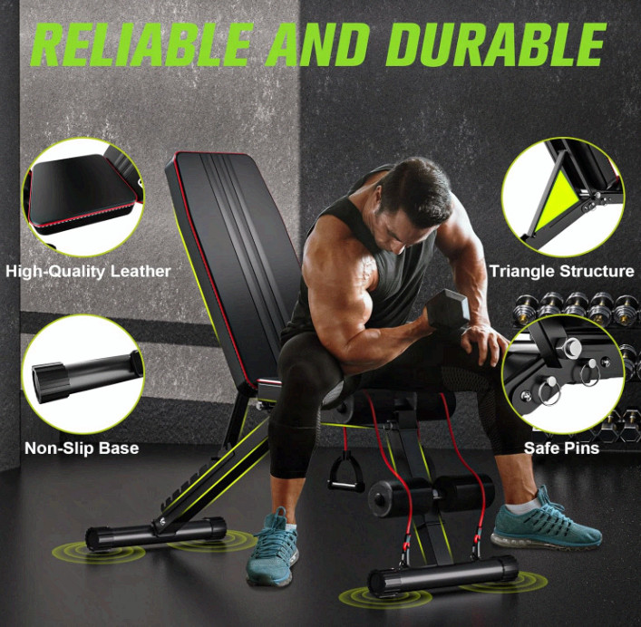 Adjustable Folding Weight Bench for Home Gym, 660 lbs Capacity Multi-Functional