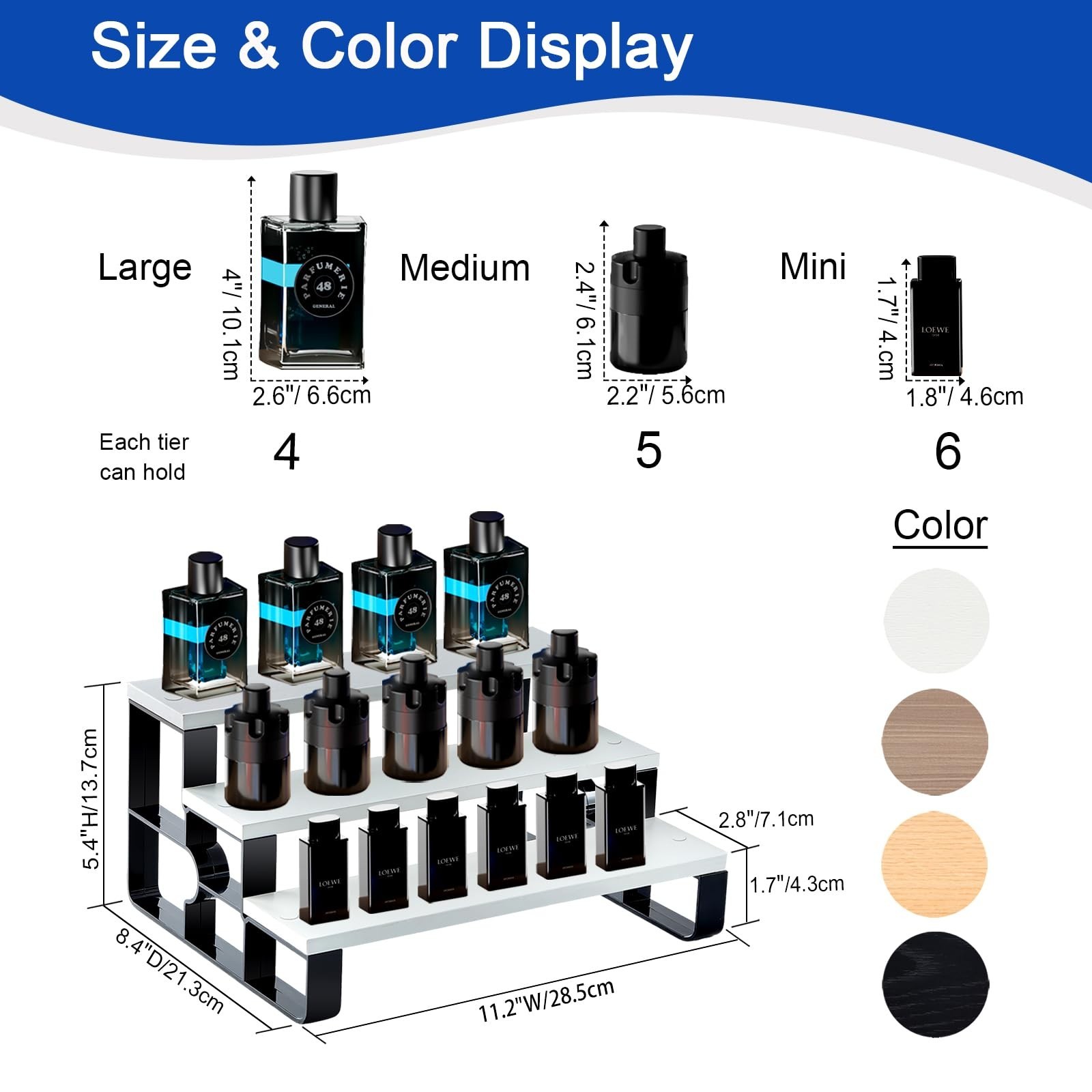 Wood Cologne Organizer for Men,Perfume Organizer for Bathroom Countertop,3 Ti...