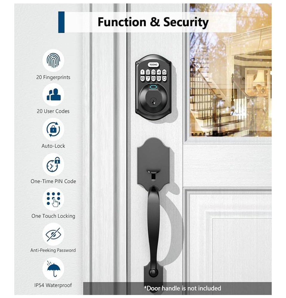 Smart Keyless Entry Electronic Keypad Deadbolt for Front Door,Auto Lock/Black