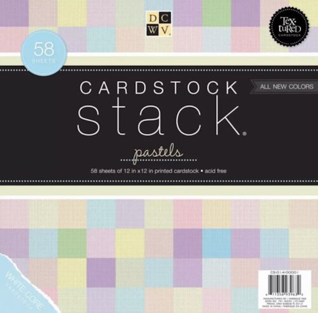DCWV Cardstock Stack, Textured Pastels, 58 Sheets, 12 x 12 inches CS-014-00001