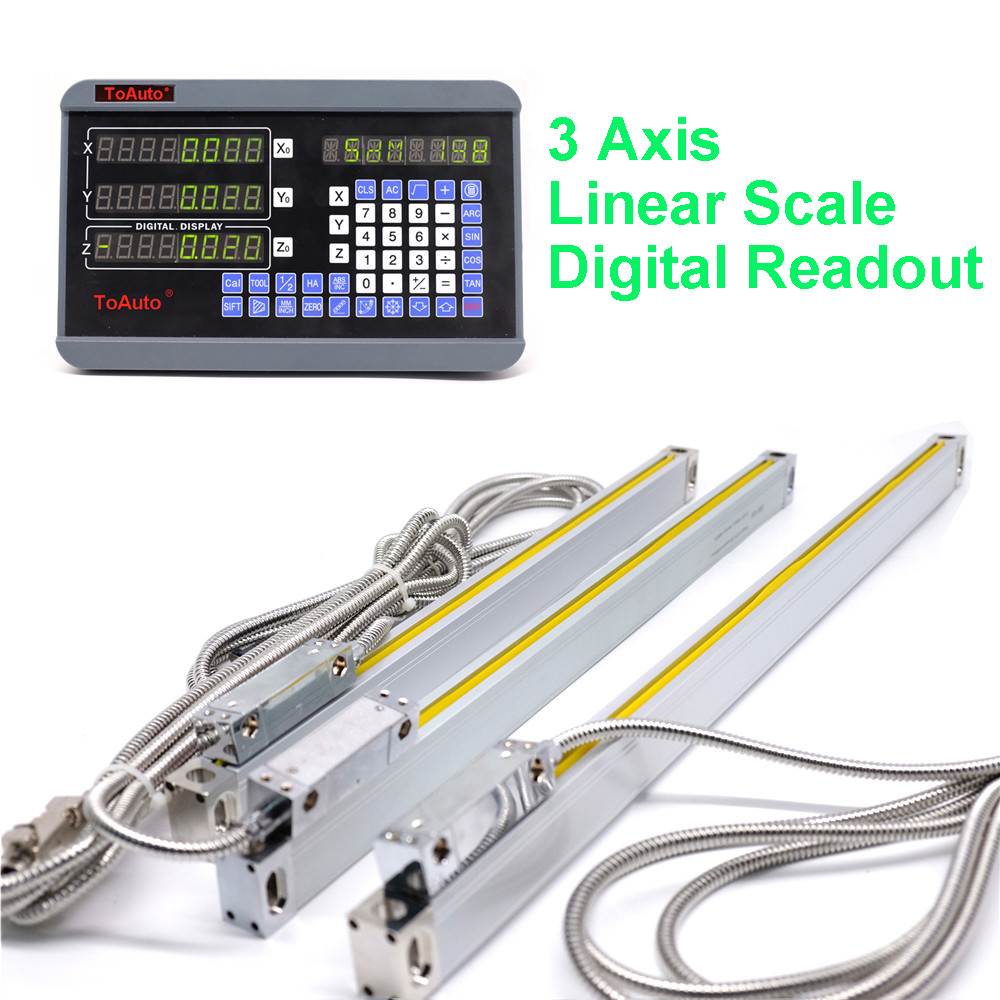 ToAuto 6" 12" 20" Linear Scale 3Axis Digital Readout DRO Display Kit for Mill