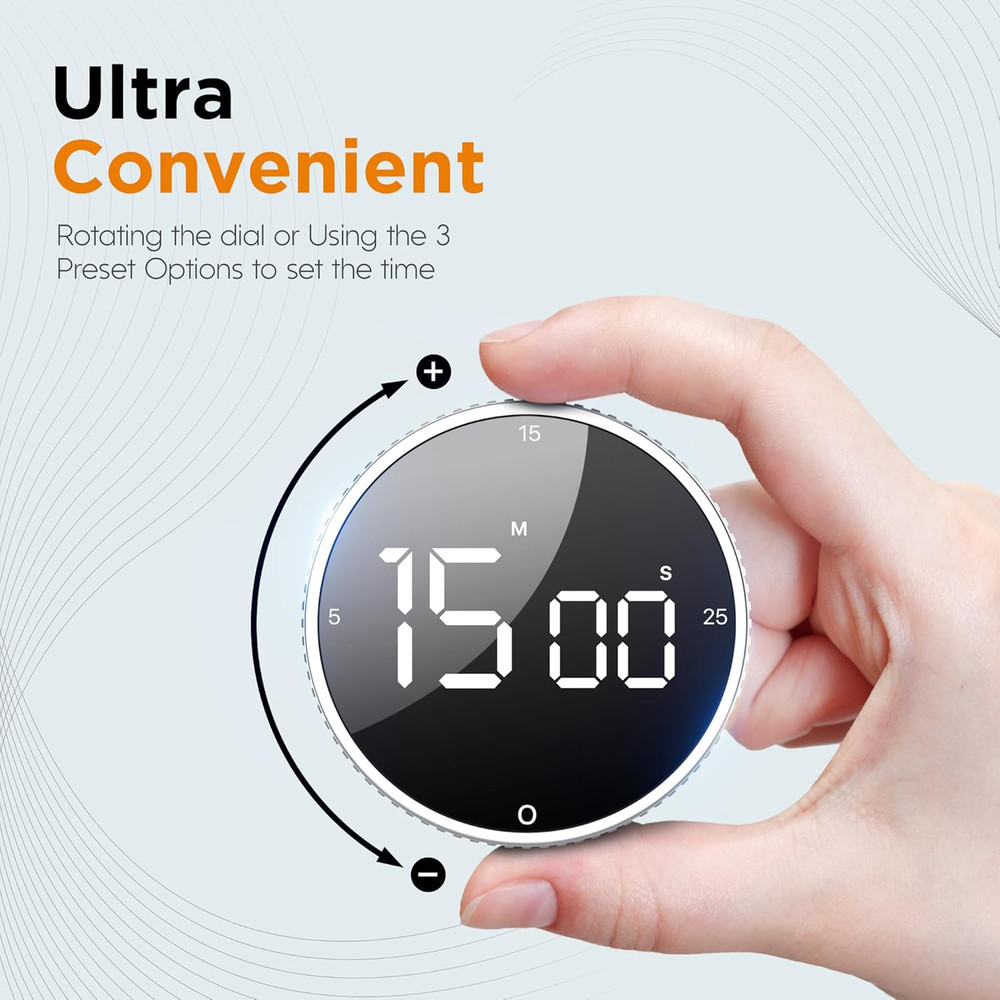 Upgrade Digital Kitchen Timer - Magnetic Countdown Countup Visual Pomodoro Timer