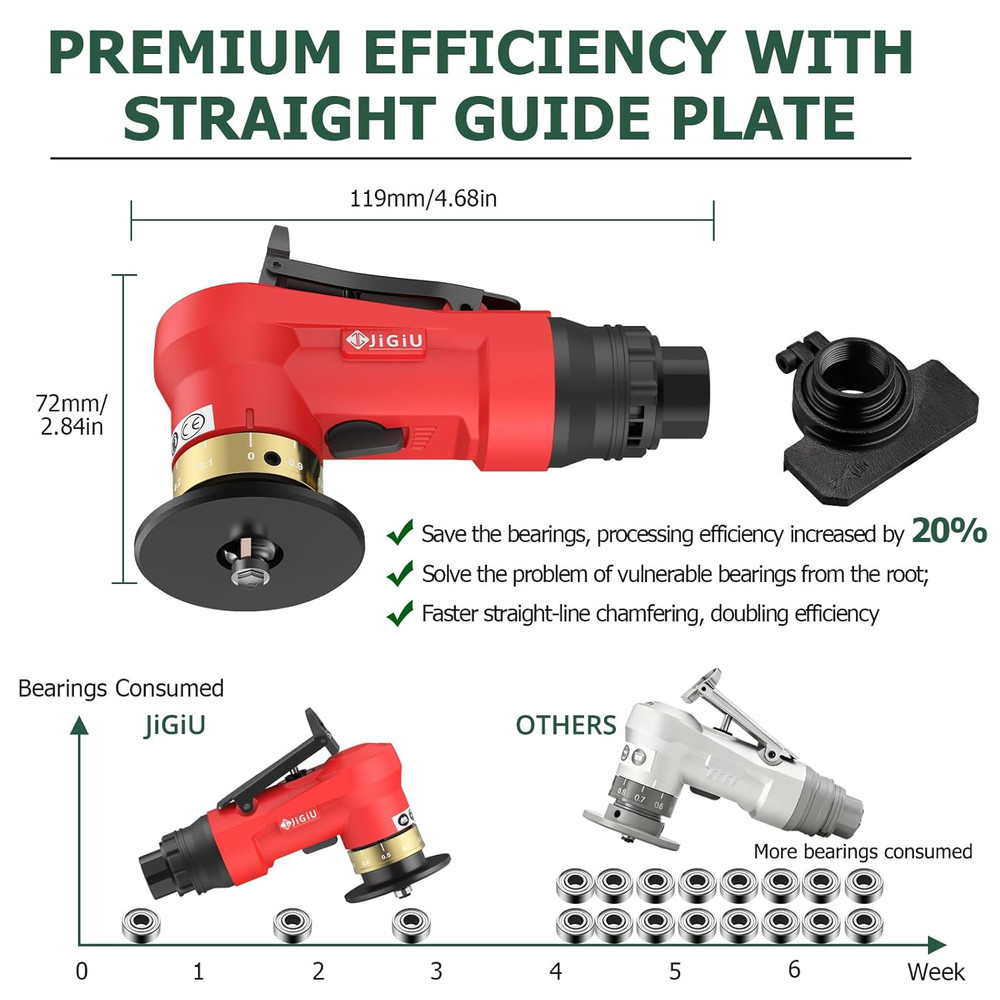 Upgraded Air Chamfer Tool with Straight Guide Plate Mini Pneumatic Chamfering Ma